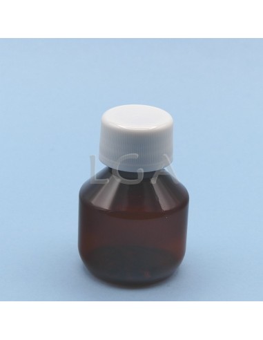 PET crystal amber round syrup bottles Ø28 50ml