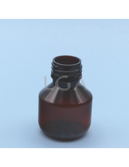 Flacone rotondo per sciroppo- PET plastica ambra Ø28 50ml