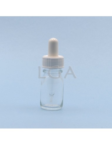 White glass round bottle Ø18 "Pharmacy" 10ml