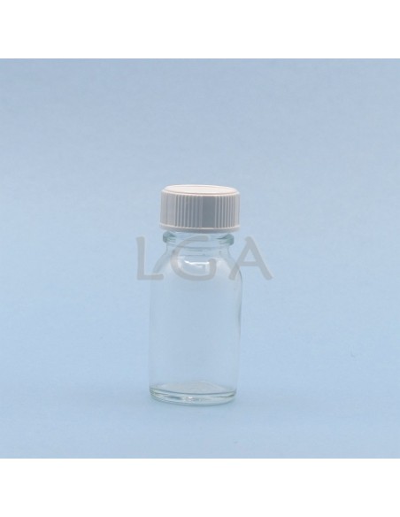 White glass round bottle Ø18 "Pharmacy" 15ml