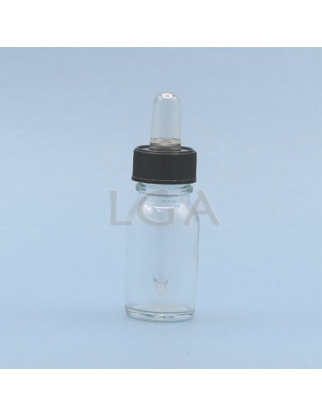 White glass round bottle Ø18 "Pharmacy" 15ml