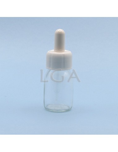 Rundes Fläschchen aus weißes Glas- ØPP28 30ml