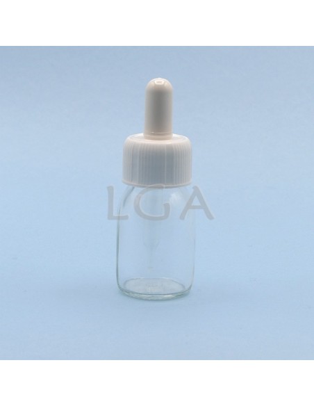 White glass round bottle ØPP28 30ml