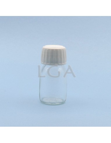 Flacon verre rond PP28 blanc 30ml