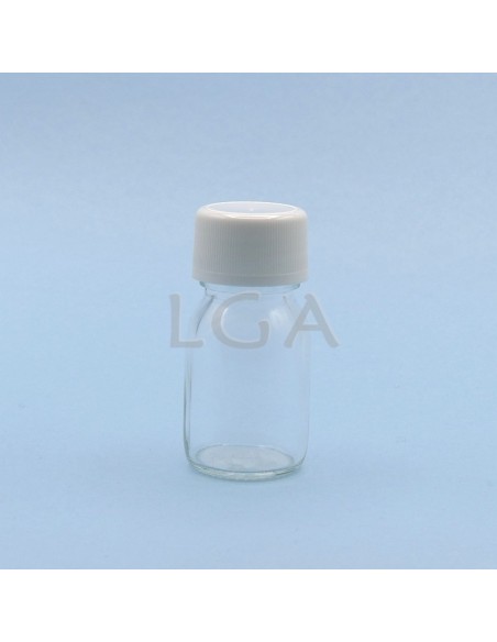 White glass round bottle ØPP28 30ml