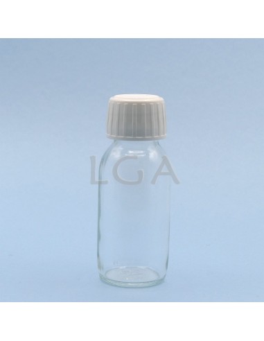 Flacon verre rond PP28 blanc 60ml