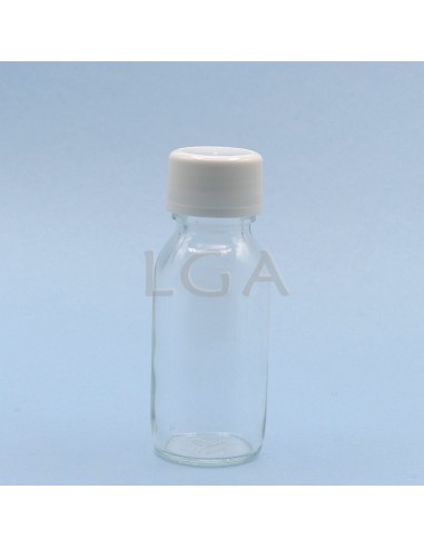 Rundes Fläschchen aus weißes Glas- ØPP28 60ml