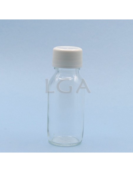Flacon verre rond PP28 blanc 60ml
