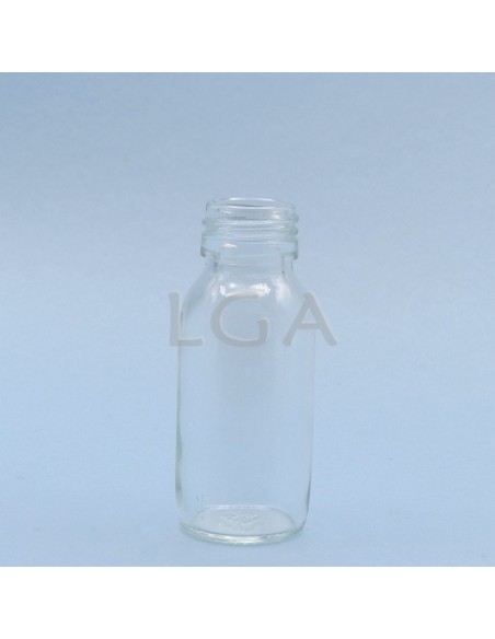 Rundes Fläschchen aus weißes Glas- ØPP28 60ml