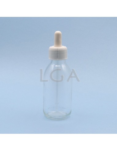 White glass round bottle ØPP28 100ml