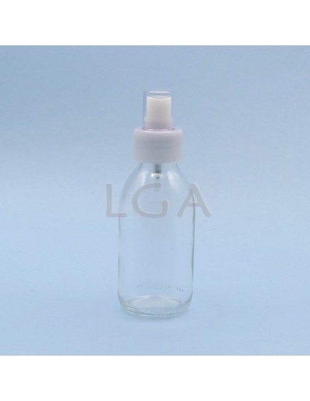 Rundes Fläschchen aus weißes Glas- ØPP28 100ml