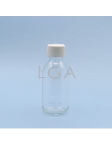 Flacon verre rond PP28 blanc 100ml