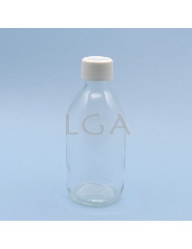 Flacon verre rond PP28 blanc 200ml