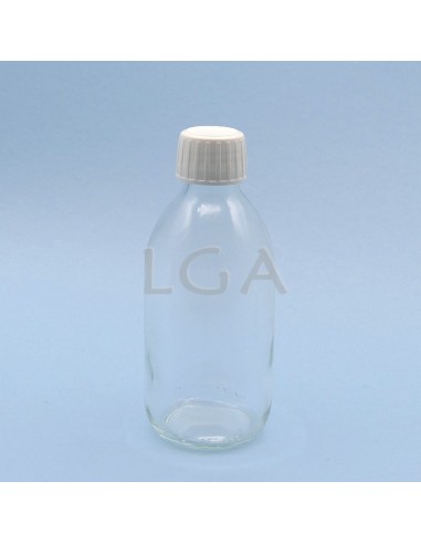 Flacon verre rond PP28 blanc 300ml